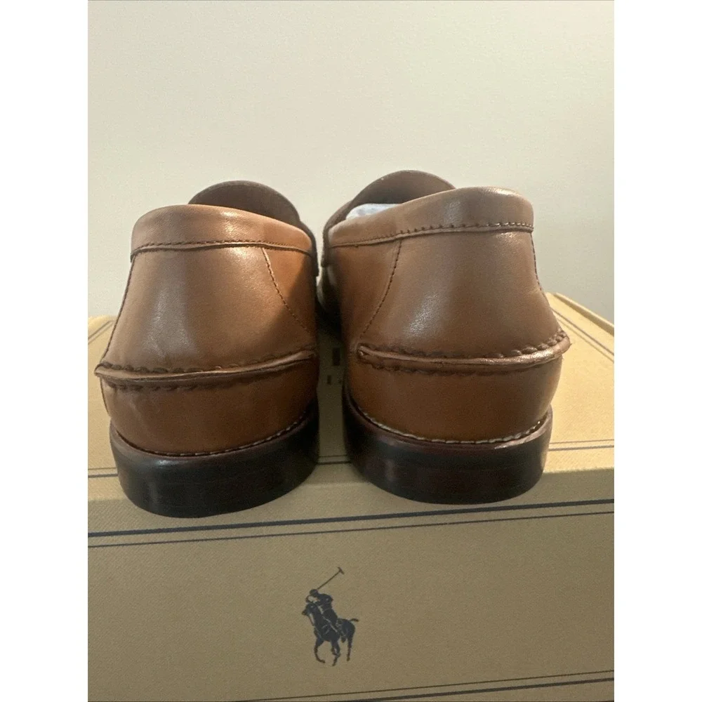 POLO RALPH LAUREN Men Size 12D Alston‎ Leather Penny Loafers Shoes Tan ‼️ READ‼️